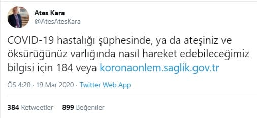 Sağlık Bakanlığı'ndan Online Koronavirüs Testi