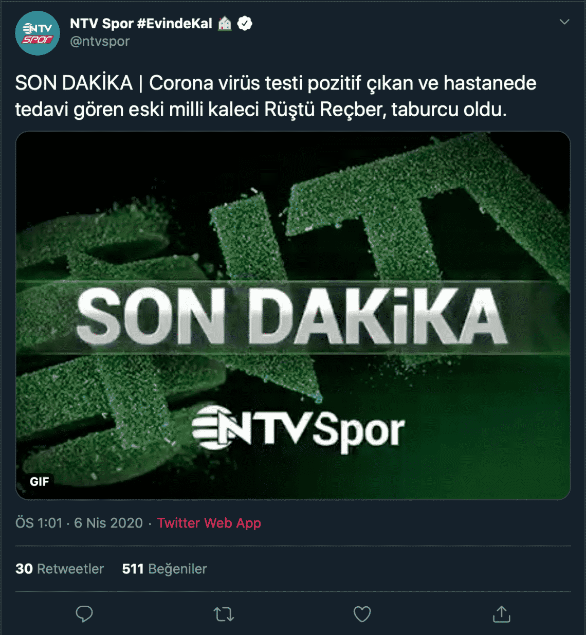 Rüştü Reçber Taburcu Oldu!