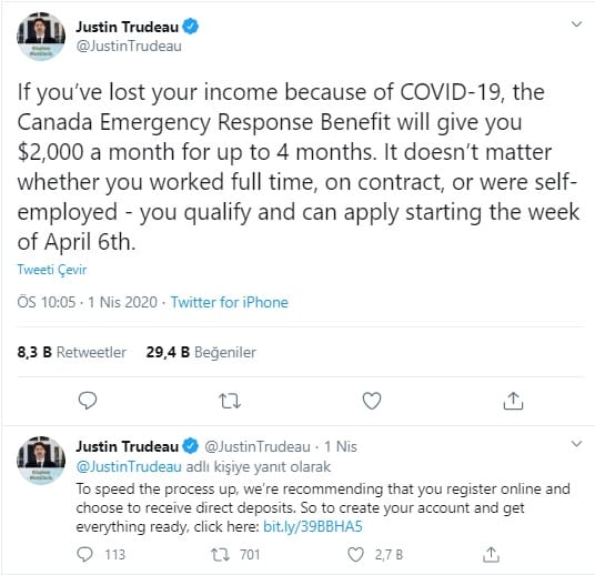 Kanada'dan Vatandaşa Aylık 2 Bin Dolar!