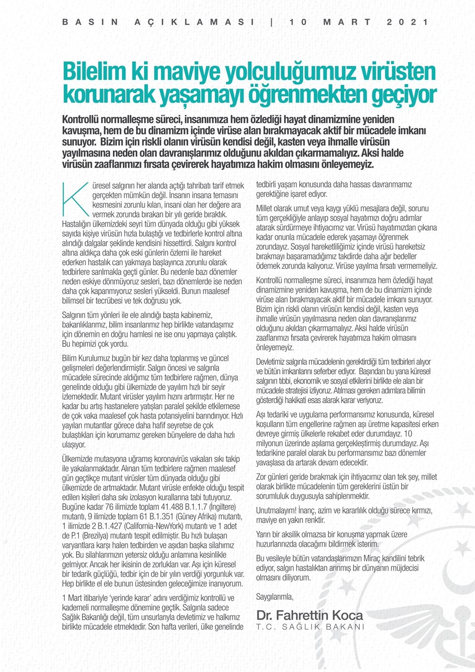 Türkiye’de 41 Bin 488 İngiltere Mutasyonu Tespit Edildi!