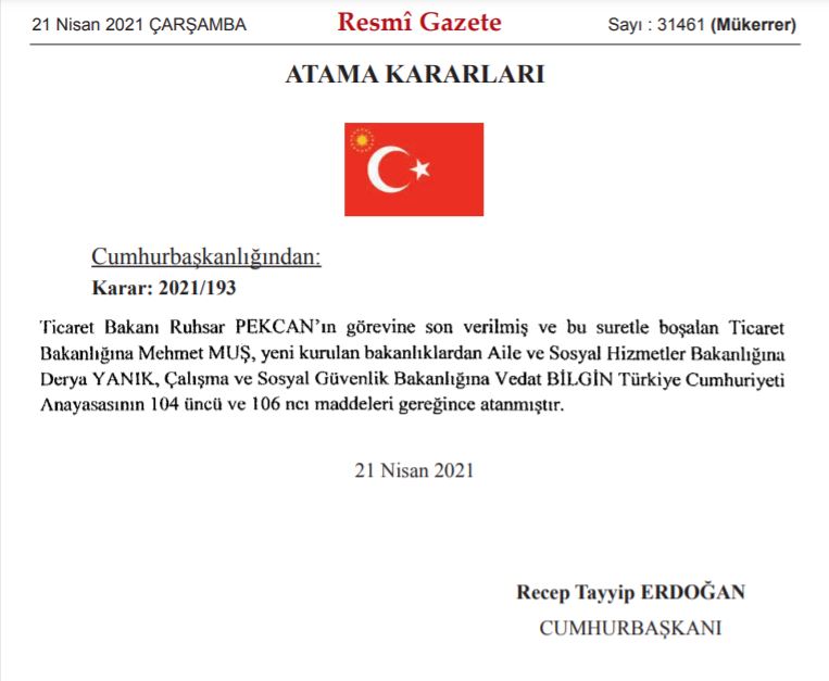 Kabine’ye İki Yeni Bakanlık!