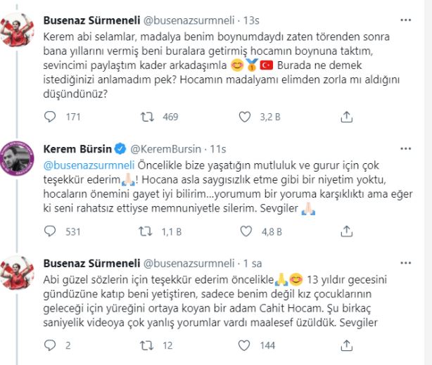 Busenaz Sürmeneli’den Kerem Bürsin'e Twitter'dan Yanıt