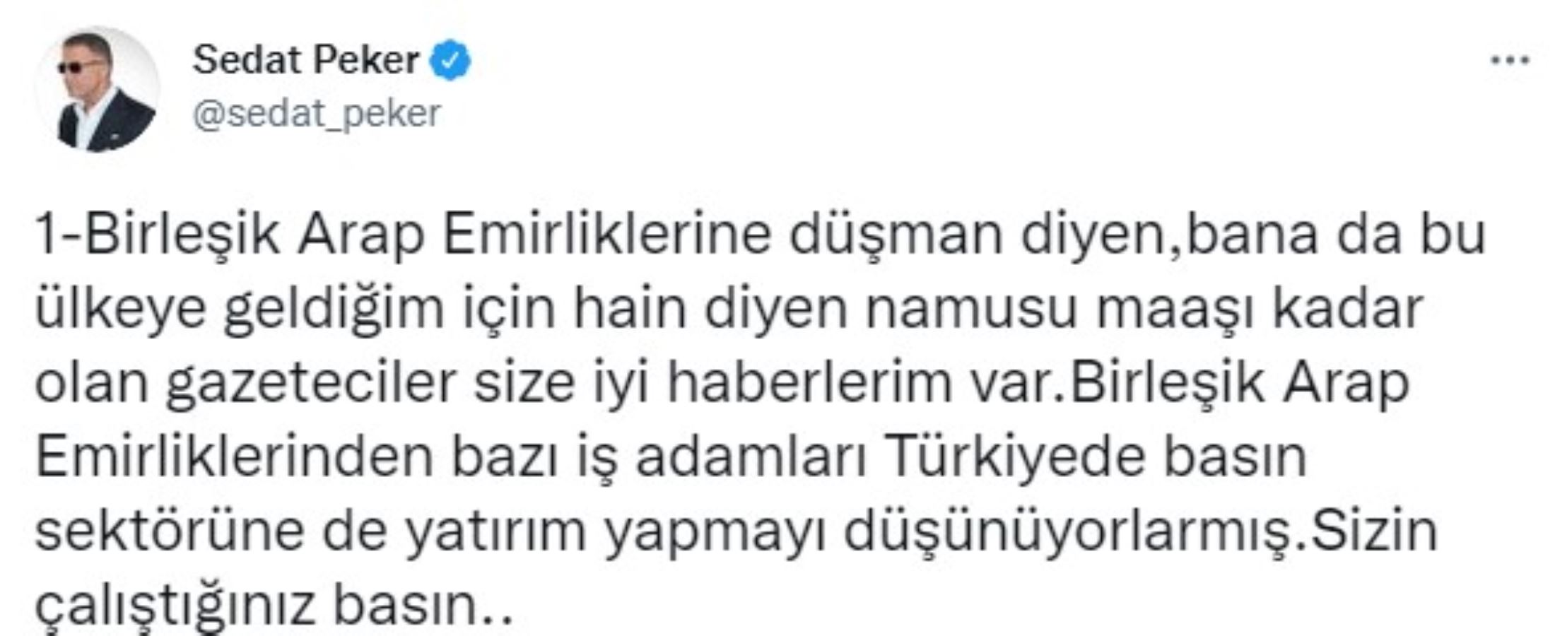 Sedat Peker’den Birleşik Arap Emirlikleri İddiası!