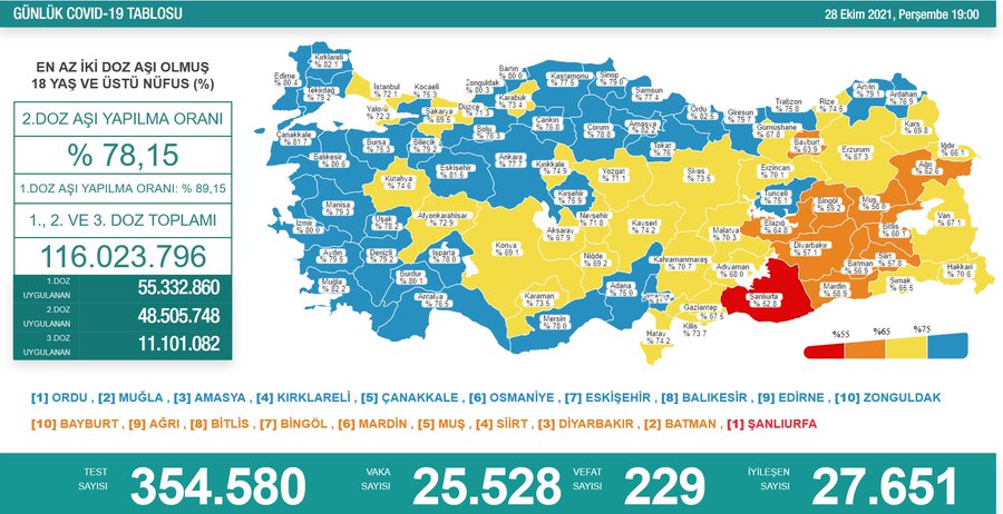 28 Ekim Koronavirüs Tablosu Açıklandı! 229 Kişi Yaşamını Yitirdi