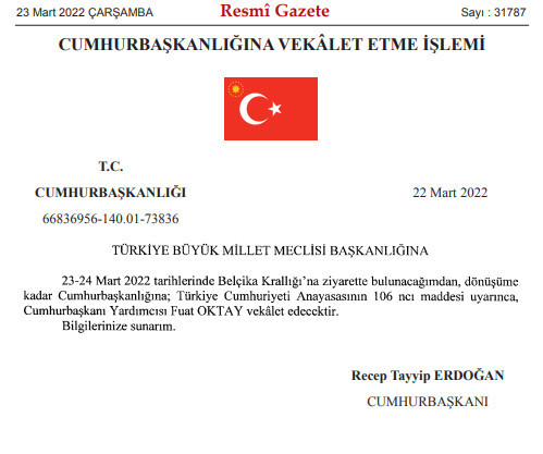 Cumhurbaşkanı Erdoğan’ın Ziyareti Sırasında Yerine Vekalet Edecek İsim Belli Oldu