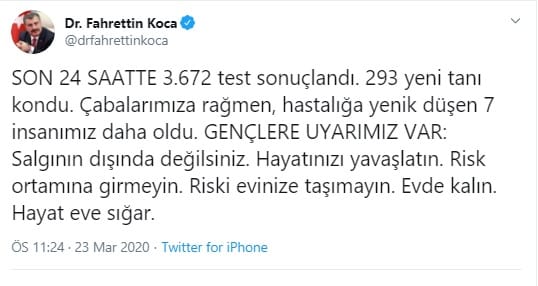 Son Dakika: Türkiye'de Koronavirüs Nedeniyle 7 Kişi Daha Hayatını Kaybetti!