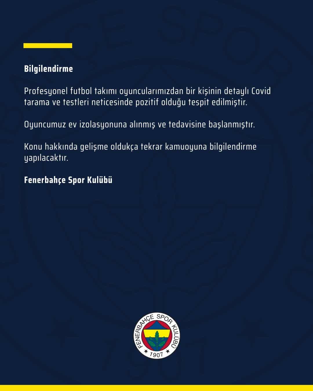 Fenerbahçe Yeni Bir Koronavirüs Vakası ile Karşı Karşıya!