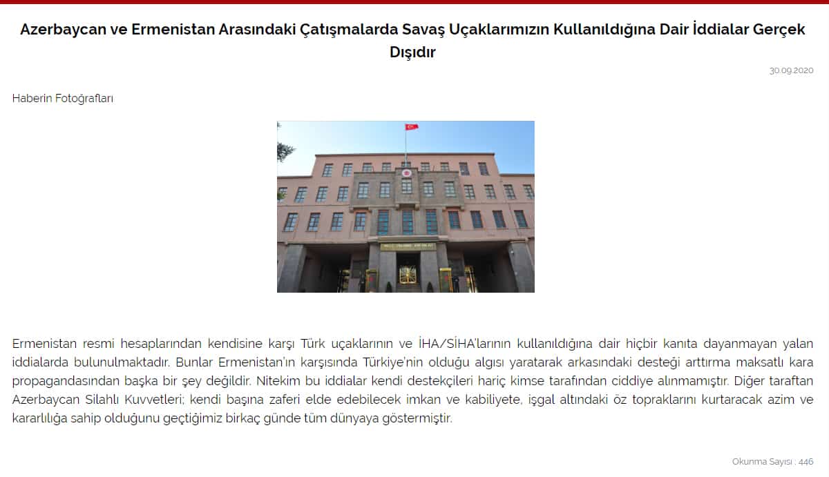 MSB Ermenistan’ın İddialarını Yalanladı!