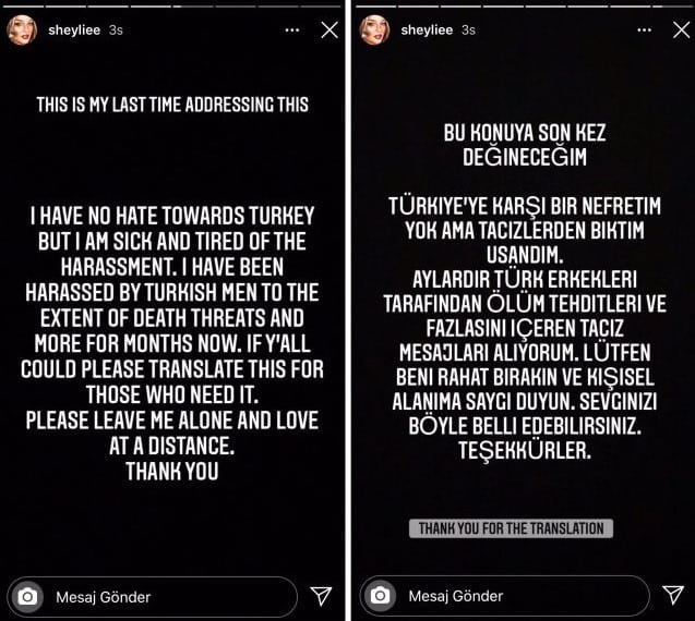 Sheyenne Shea İsyan Etti: Türk Erkeklerin Taciz Mesajlarından Bıktım!