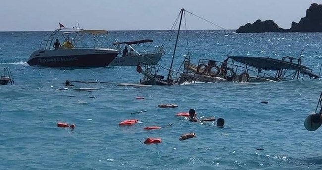 Fethiye’de Tur Teknesi Battı Yürekler Ağıza Geldi