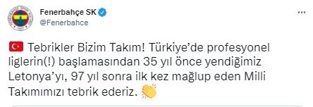 Fenerbahçe'den Türkiye Futbol Federasyonu’na Gönderme