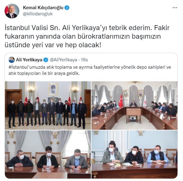 Kemal Kılıçdaroğlu’ndan İstanbul Valisi’ne Tebrik Göndermesi