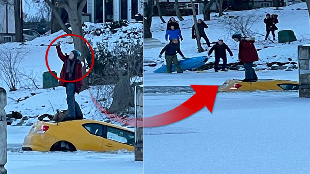 Otomobili Sular Altında Kalırken O Selfie Çekmeye Çalıştı