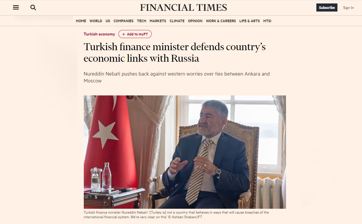 Bakan Nebati Financial Times'a Önemli Açıklamalarda Bulundu