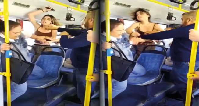 Ankara Belediye Otobüsünde Çıkan Kavga Kameralara Yansıdı